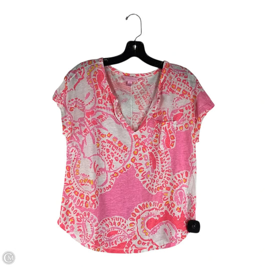 Top Short Sleeve Designer By Lilly Pulitzer In Pink, Size: M