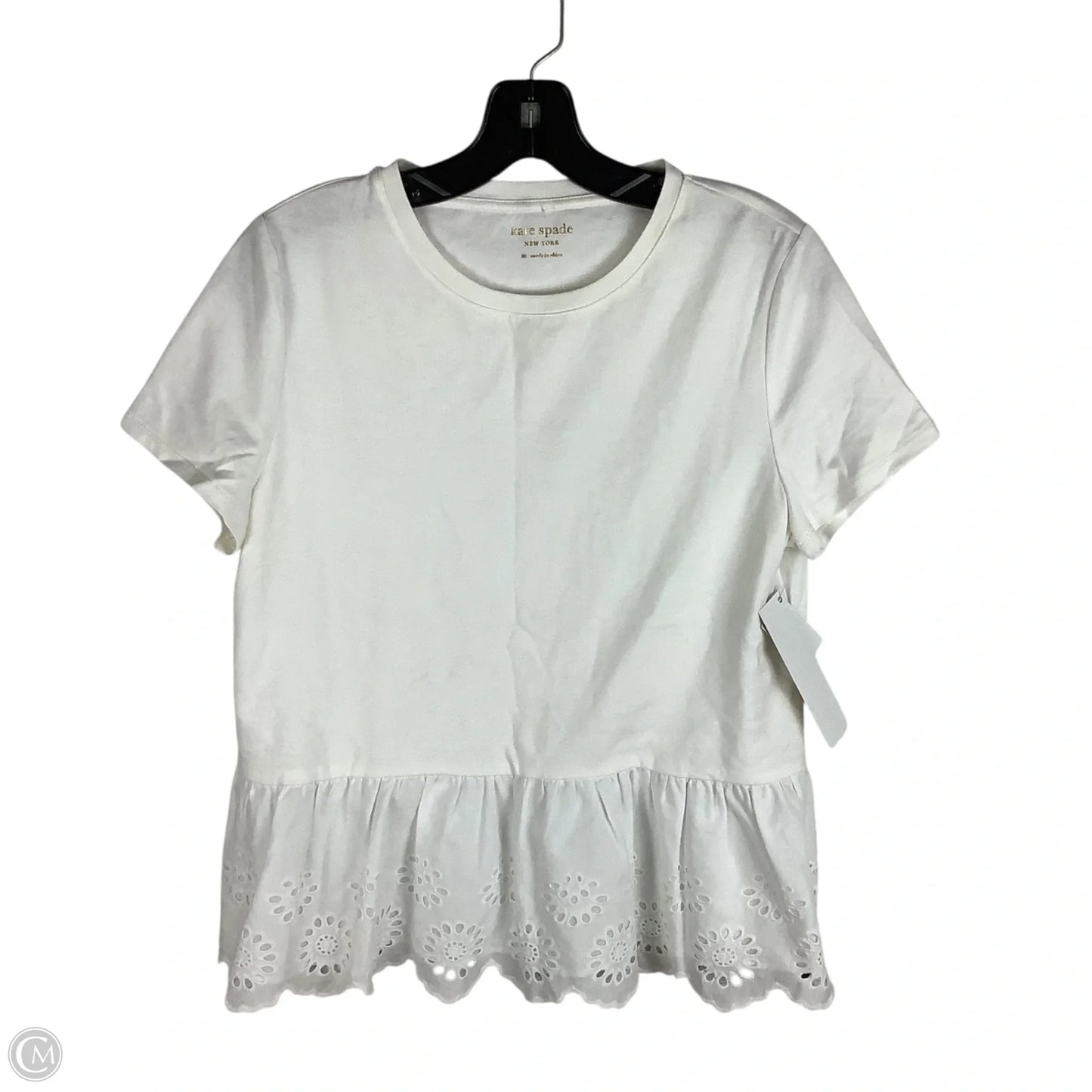 Top Short Sleeve Designer By Kate Spade In White, Size: M