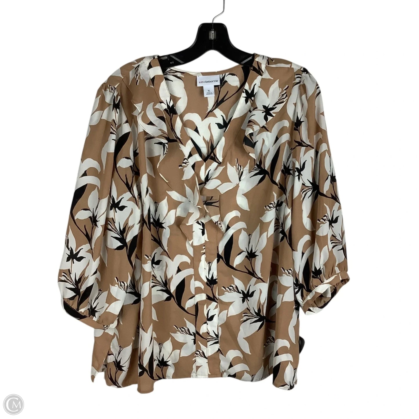 Top Long Sleeve By Liz Claiborne In Brown, Size: Xl