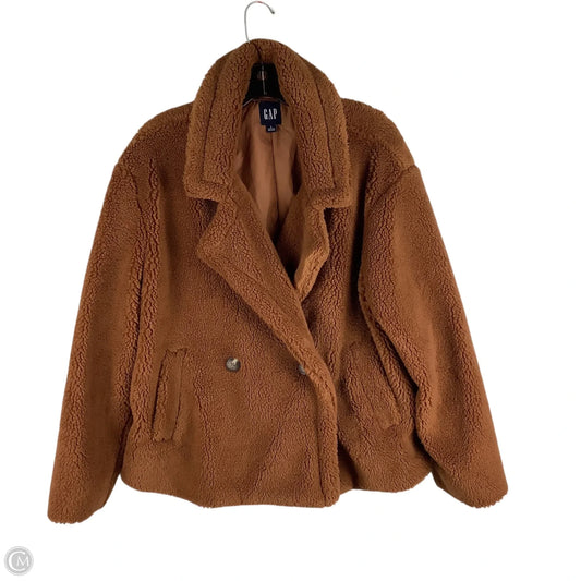Coat Faux Fur & Sherpa By Gap In Brown, Size: L