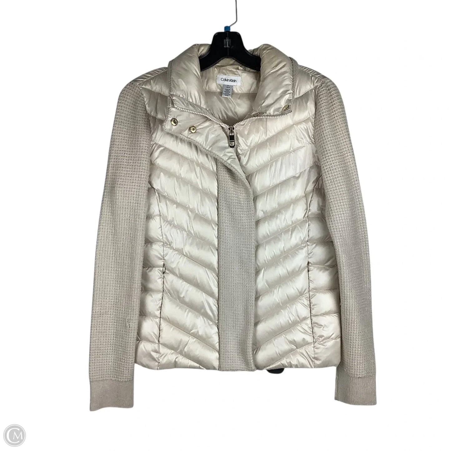 Jacket Puffer & Quilted By Calvin Klein In Cream, Size: S
