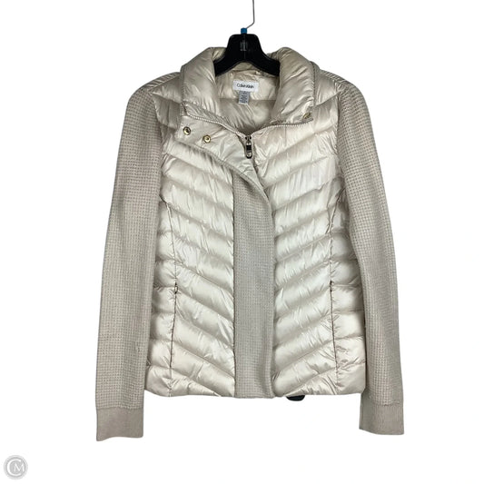 Jacket Puffer & Quilted By Calvin Klein In Cream, Size: S