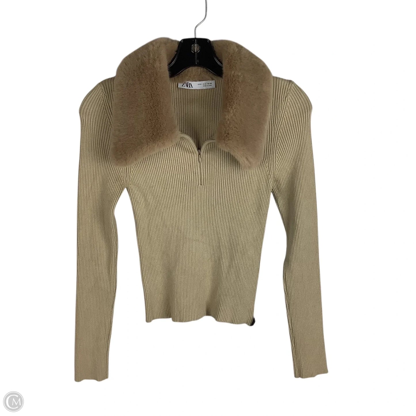 Top Long Sleeve By Zara In Cream, Size: M (fitted)