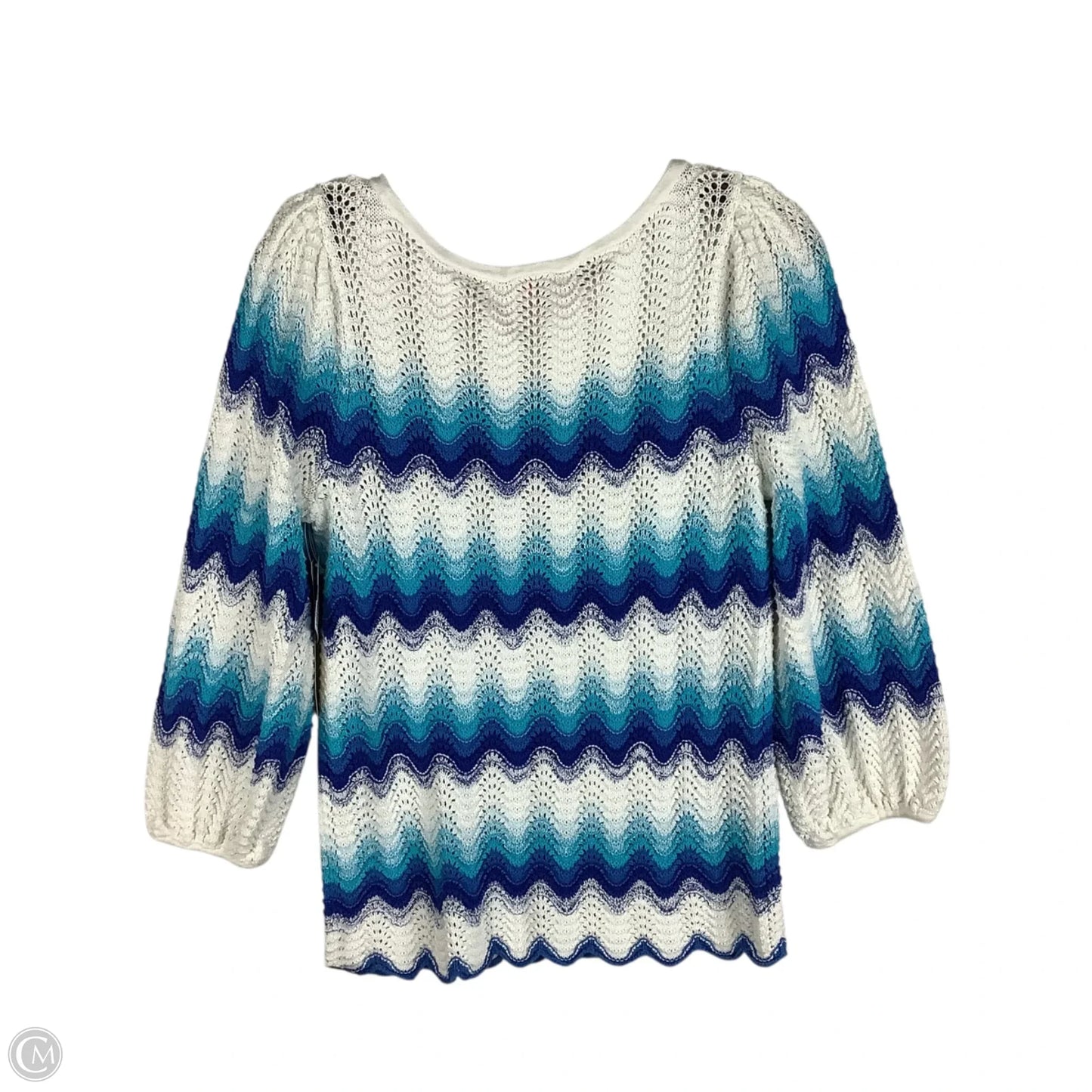 Sweater Cardigan Designer By Lilly Pulitzer In Blue & White, Size: L