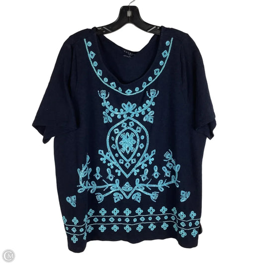 Top Short Sleeve By Talbots In Blue, Size: 2x