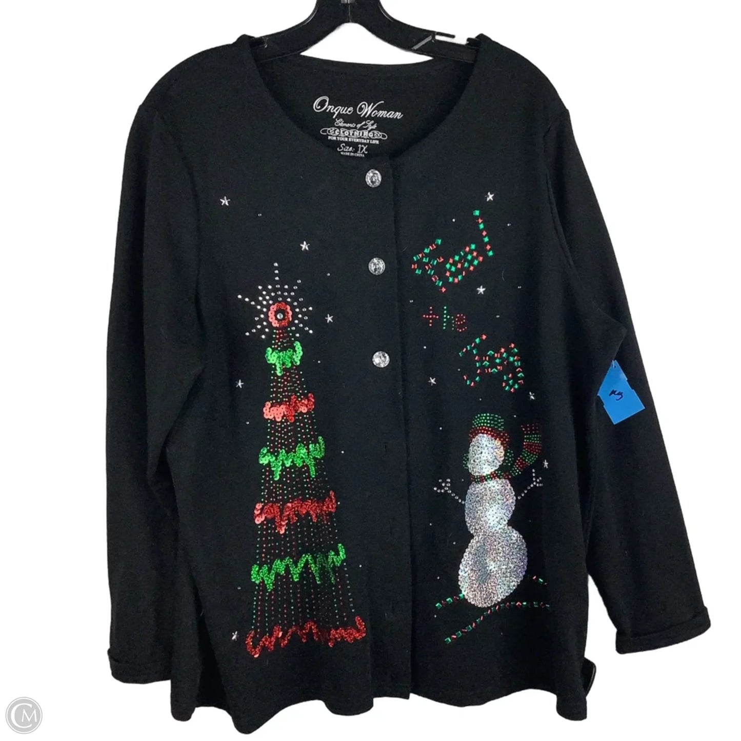 Sweater Cardigan By Onque In Black, Size: 1x