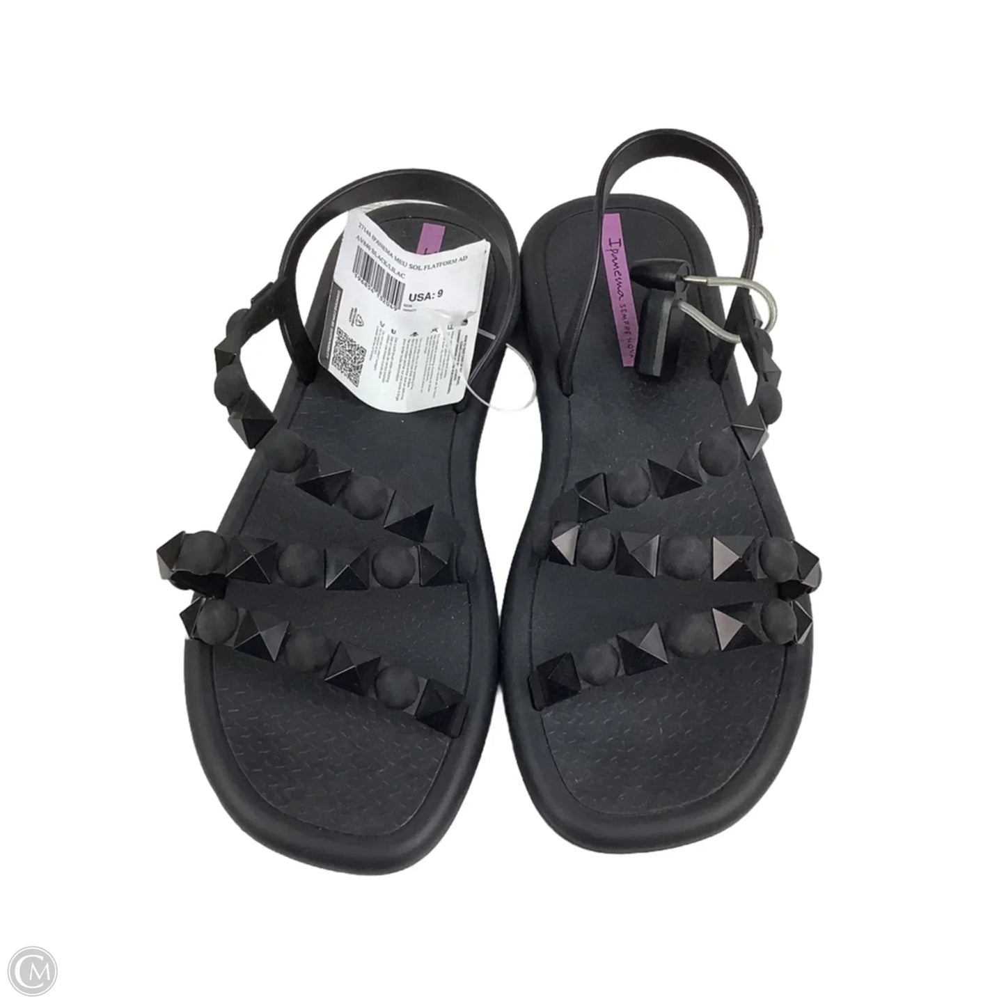 Sandals Flats By Clothes Mentor In Black, Size: 9