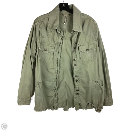 Jacket Denim By Free People In Green Denim, Size: S