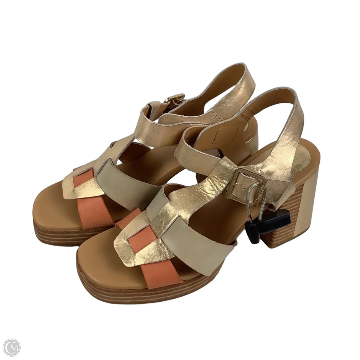 Sandals Heels Block By Kork Ease In Gold, Size: 11