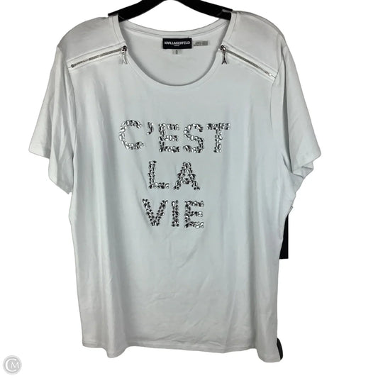 Top Short Sleeve Designer By Karl Lagerfeld In White, Size: Xl