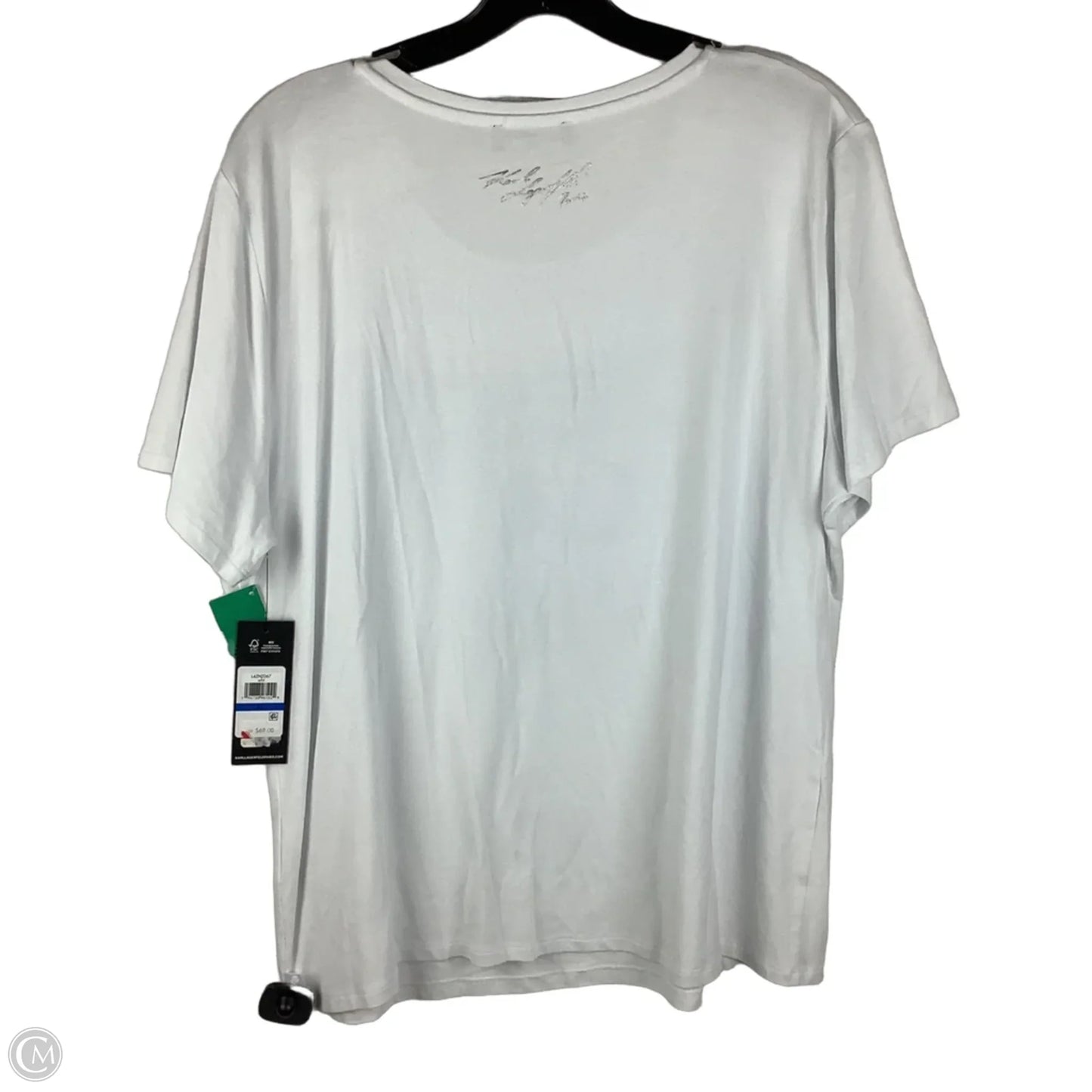 Top Short Sleeve Designer By Karl Lagerfeld In White, Size: Xl