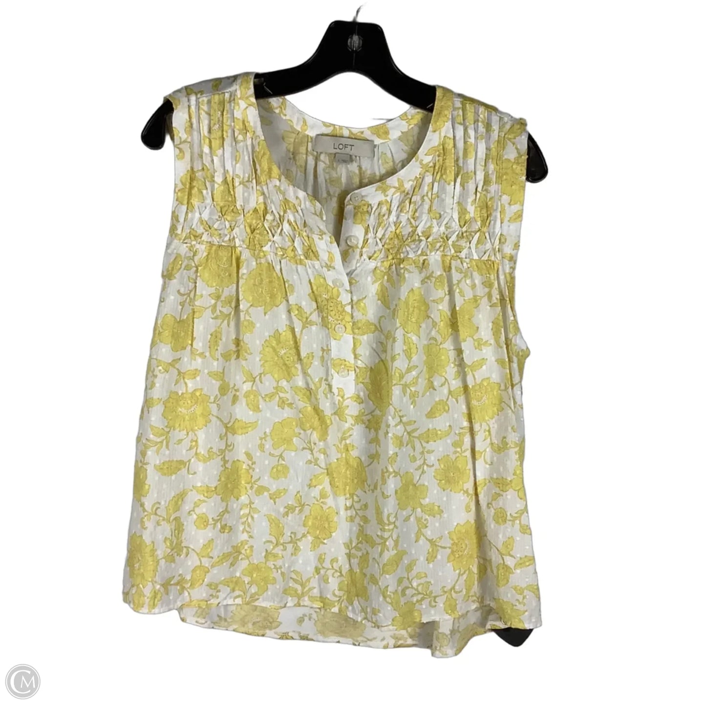 Top Sleeveless By Loft In Yellow, Size: L