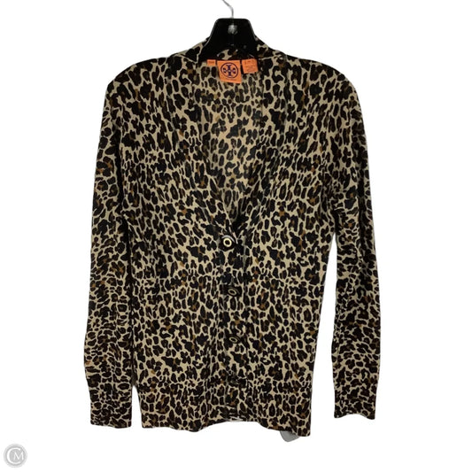Cardigan Designer By Tory Burch In Animal Print, Size: M