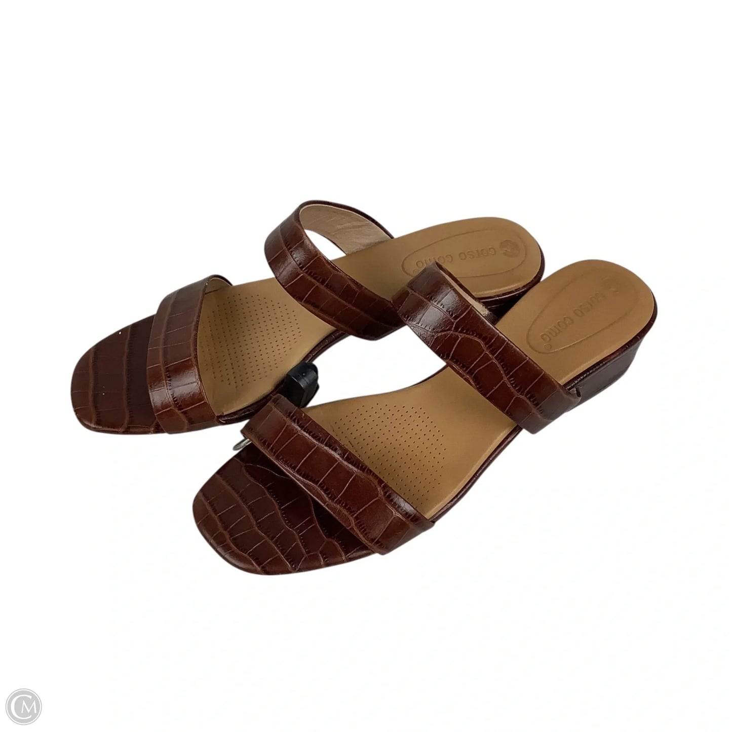 Sandals Heels Block By Clothes Mentor In Brown, Size: 9