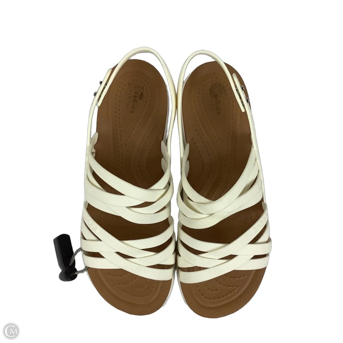 Sandals Heels Platform By Crocs In Cream, Size: 6