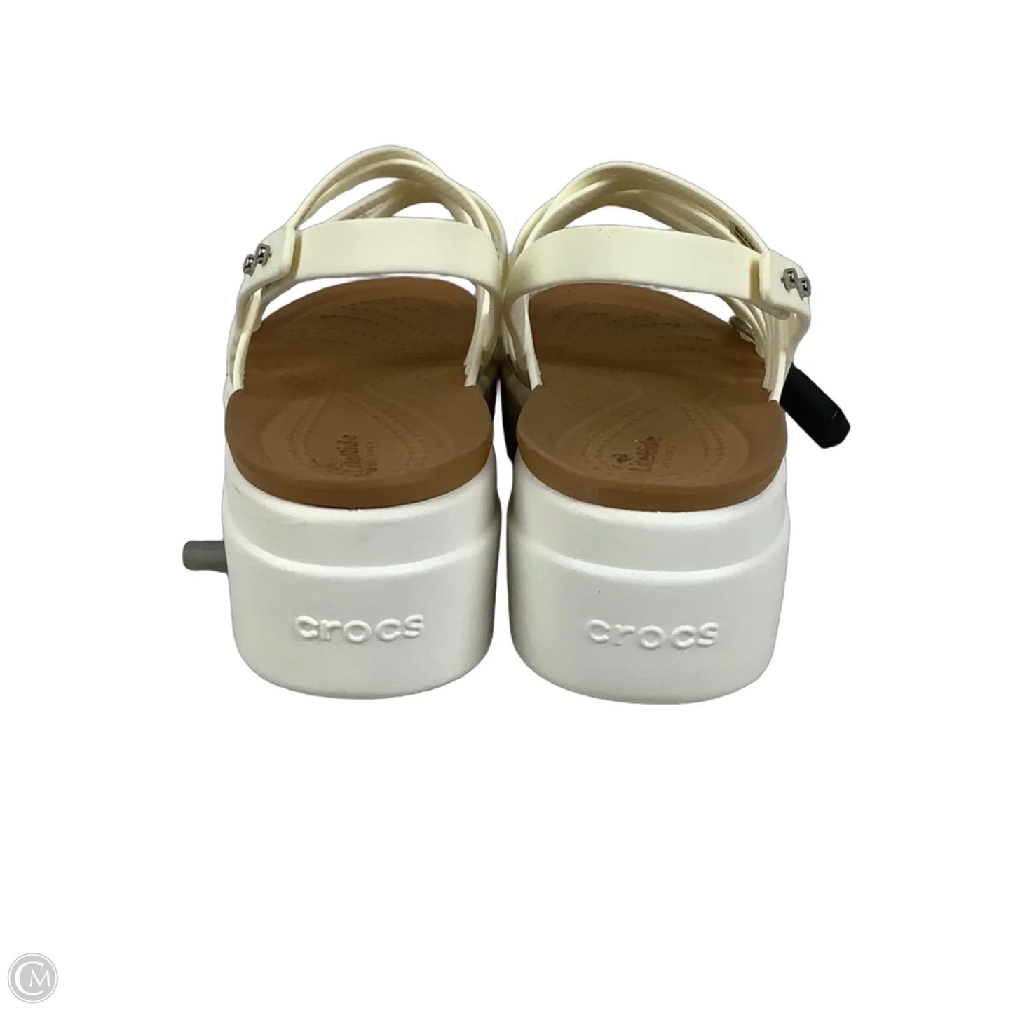 Sandals Heels Platform By Crocs In Cream, Size: 6