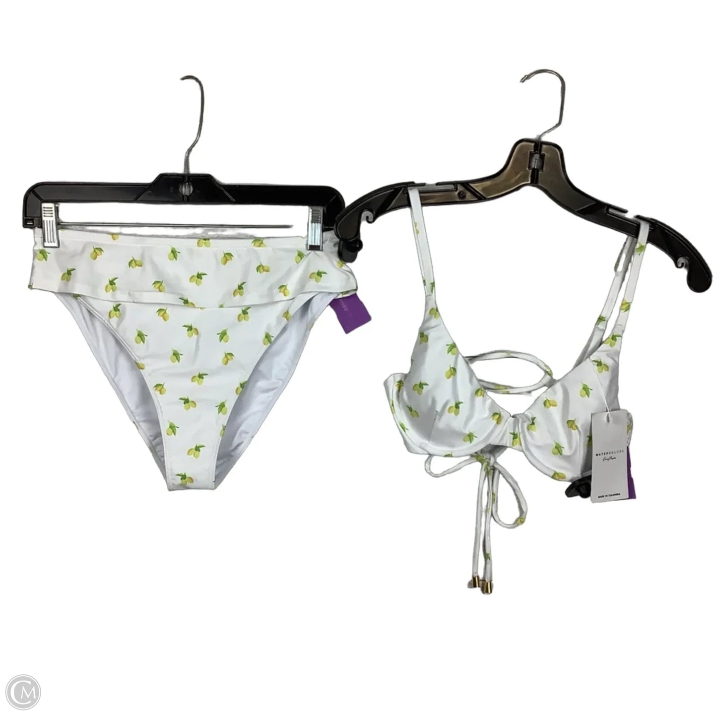Swimsuit 2pc By Clothes Mentor In White & Yellow, Size: M