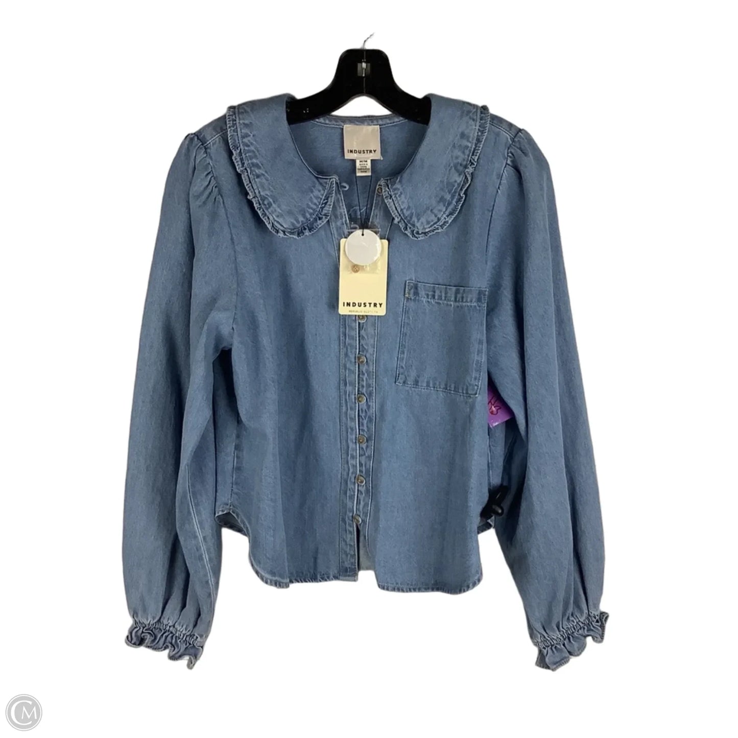 Top Long Sleeve By Industry In Blue Denim, Size: M