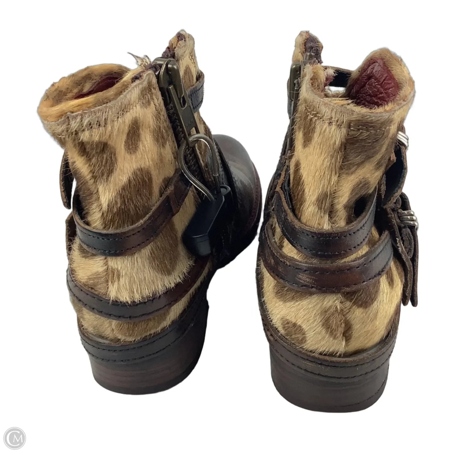 Boots Ankle Heels By Freebird In Animal Print, Size: 8