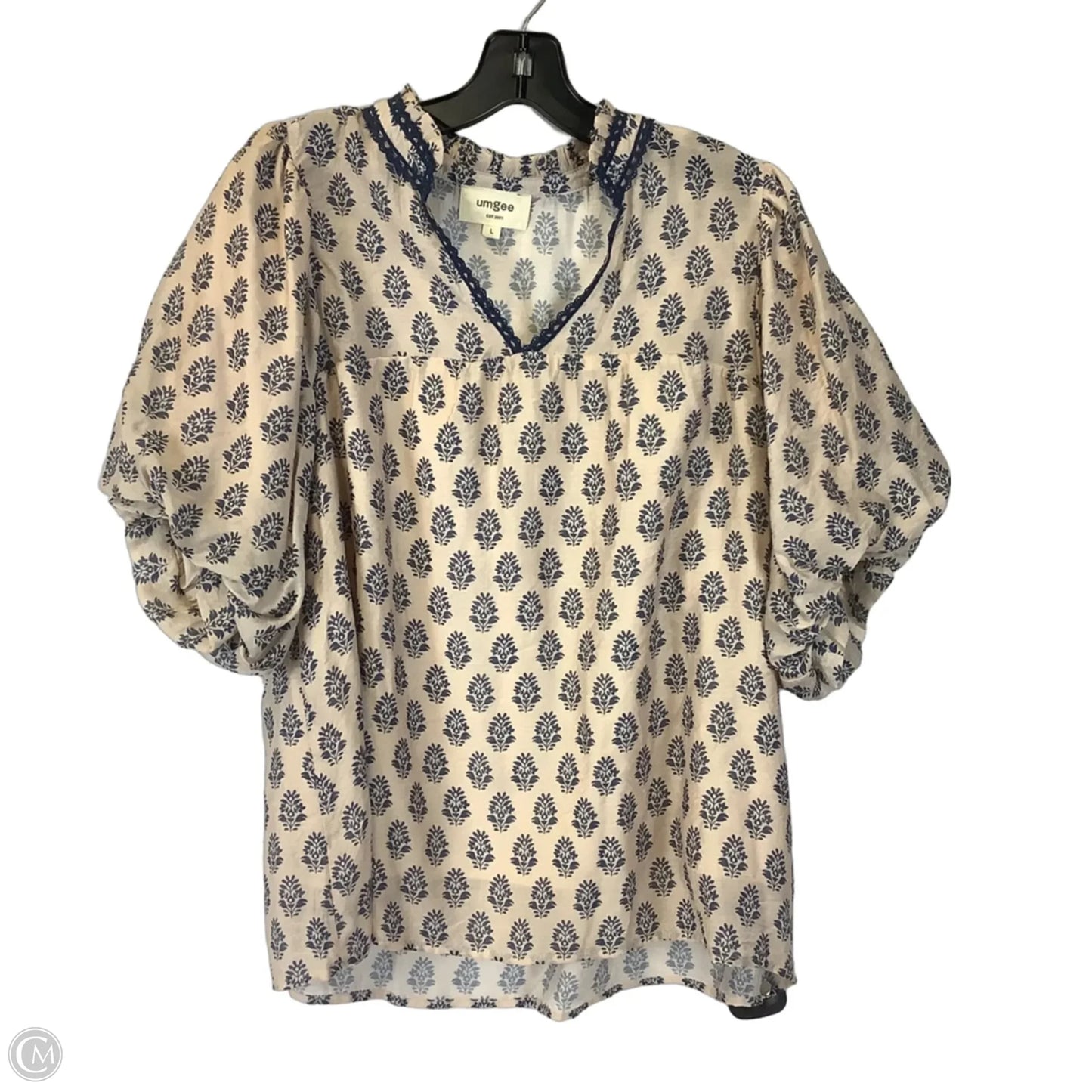 Top Short Sleeve By Umgee In Black & Cream, Size: L