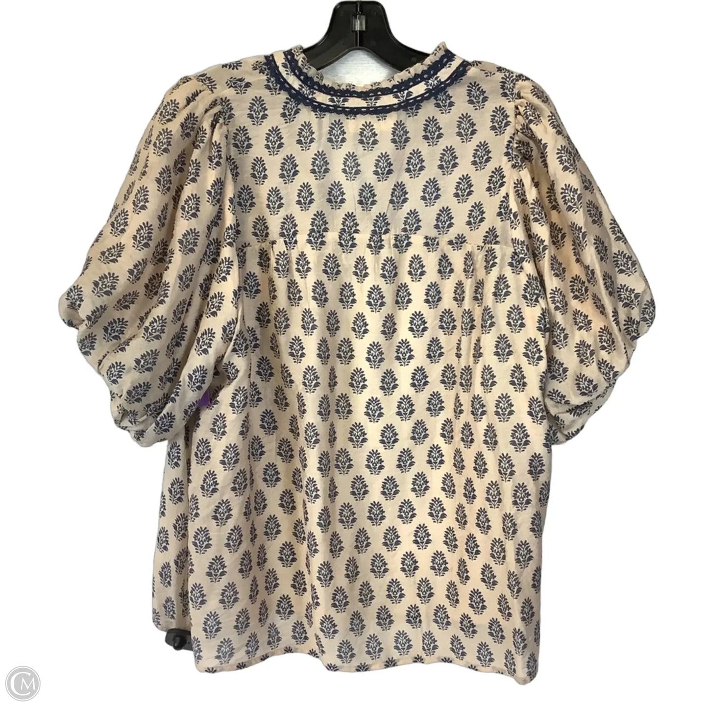 Top Short Sleeve By Umgee In Black & Cream, Size: L