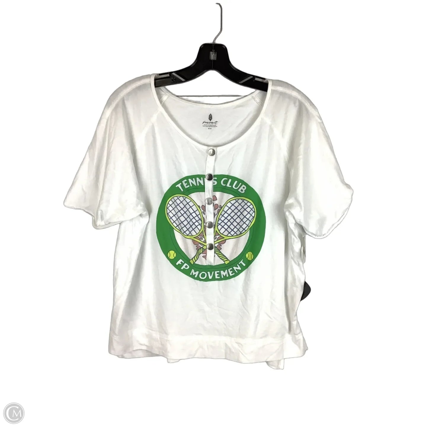 Top Short Sleeve By Free People In Green & White, Size: M