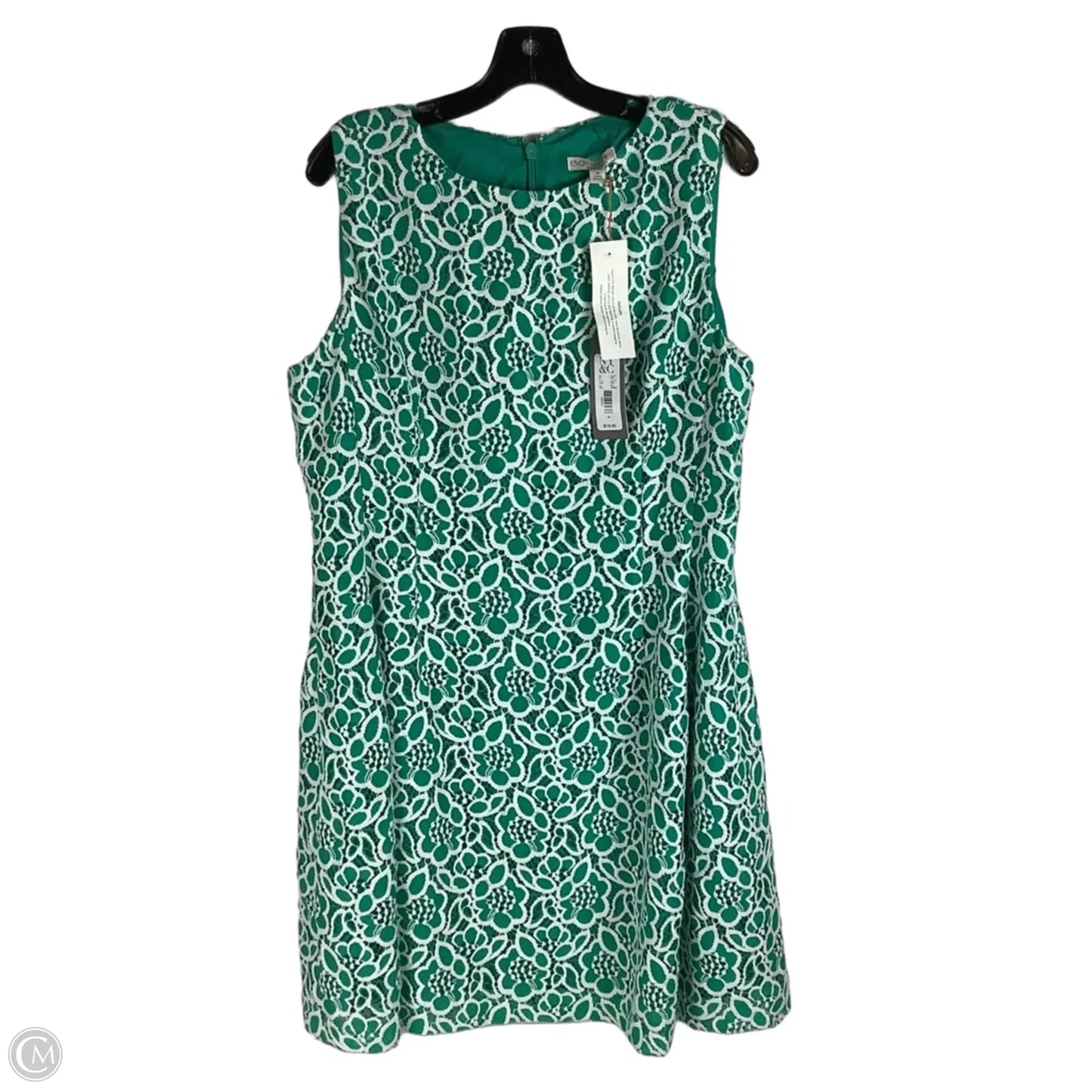 Dress Work By Eva Mendes In Green & White, Size: 1x (18)