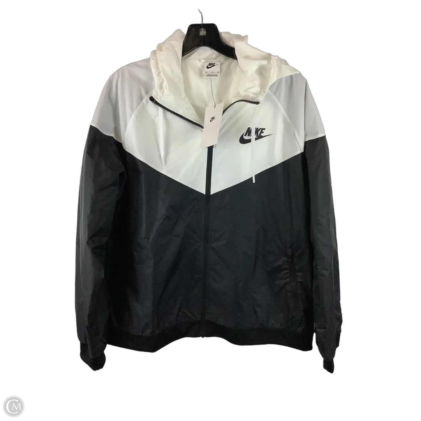 Jacket Windbreaker By Nike Apparel In Black & White, Size: Xl