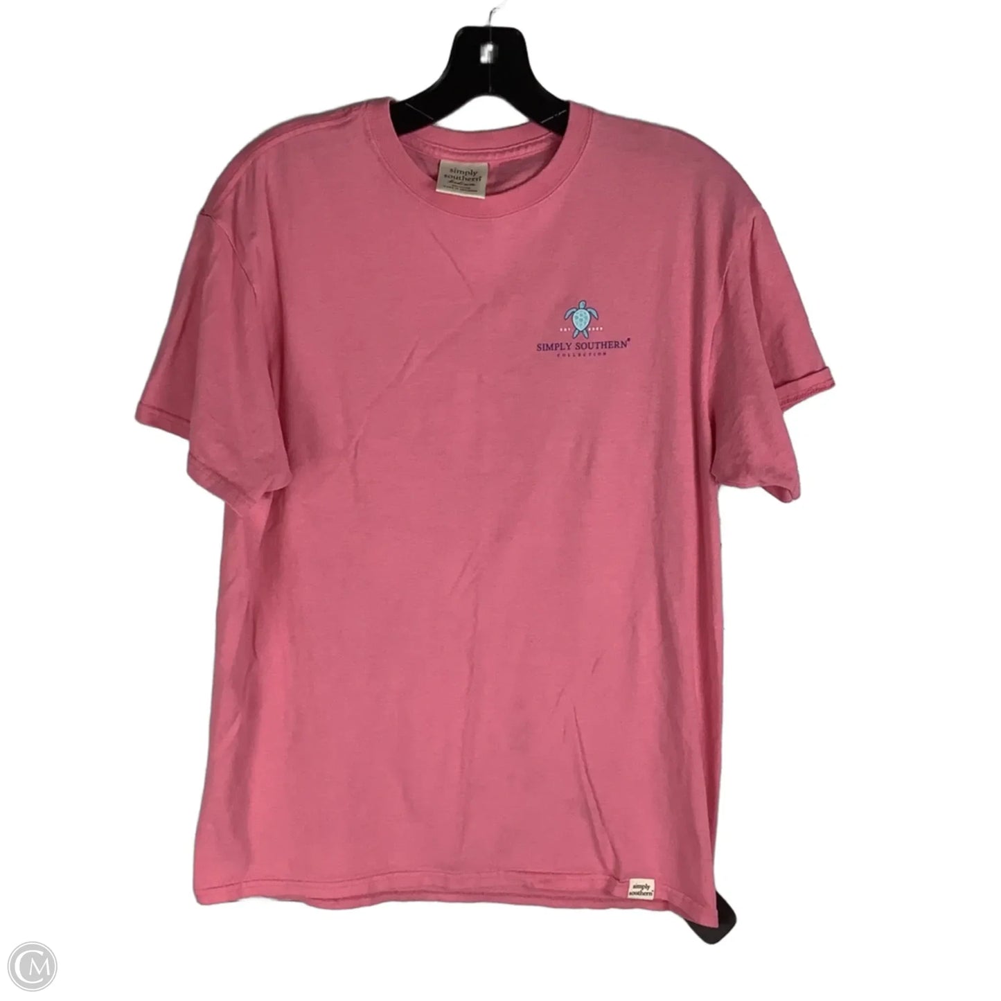 Top Short Sleeve By Simply Southern In Pink, Size: M