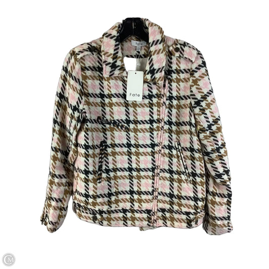 Jacket Moto By Fate In Cream & Pink, Size: Xs