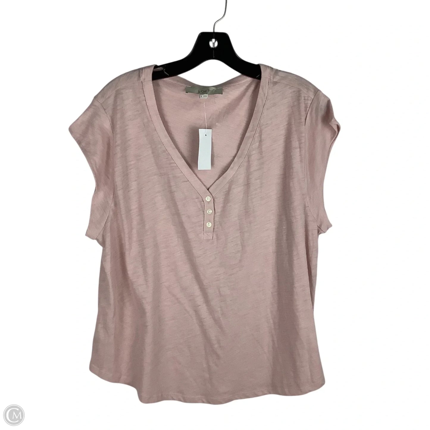Top Short Sleeve By Loft In Pink, Size: Xl