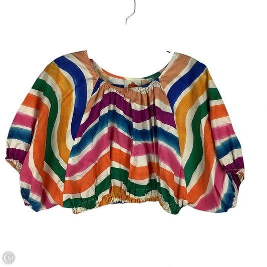 Top Short Sleeve By Farm Rio In Striped Pattern, Size: S