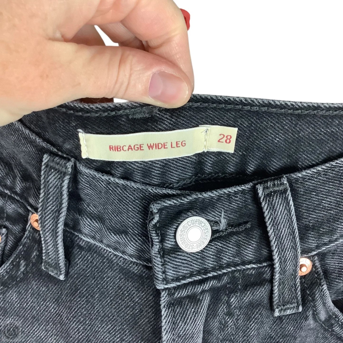 Jeans Straight By Levis In Black Denim, Size: 6 (28)