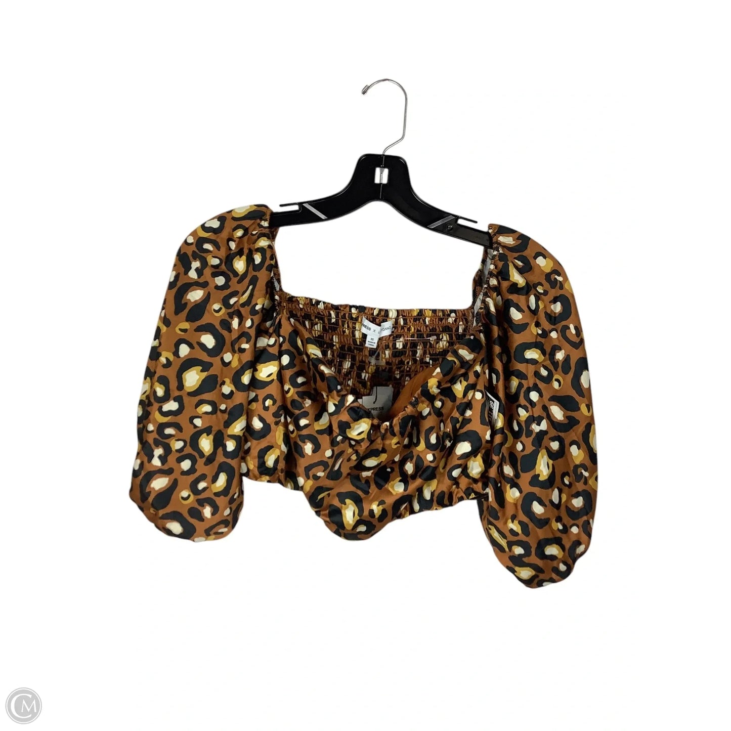 Top Short Sleeve By Express In Animal Print, Size: Xs