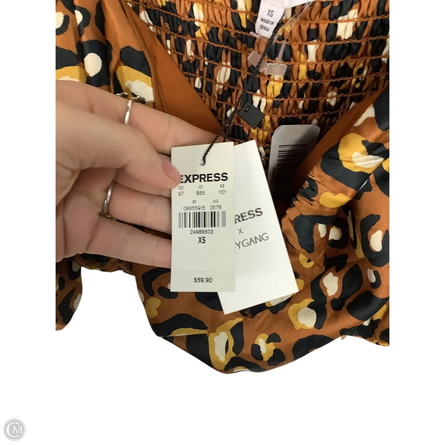Top Short Sleeve By Express In Animal Print, Size: Xs