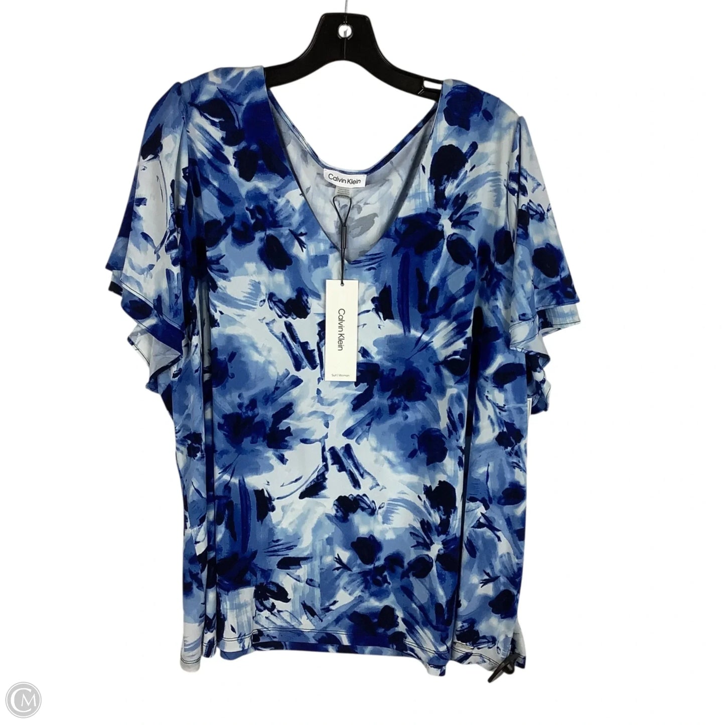 Top Short Sleeve By Calvin Klein In Blue, Size: 3x