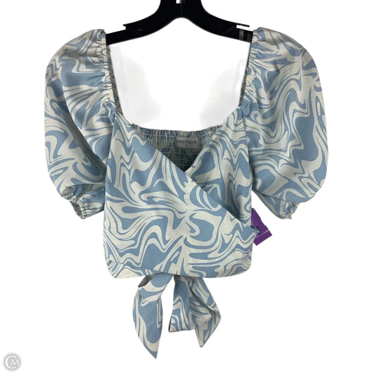 Top Short Sleeve By Vestique In Blue & Cream, Size: S