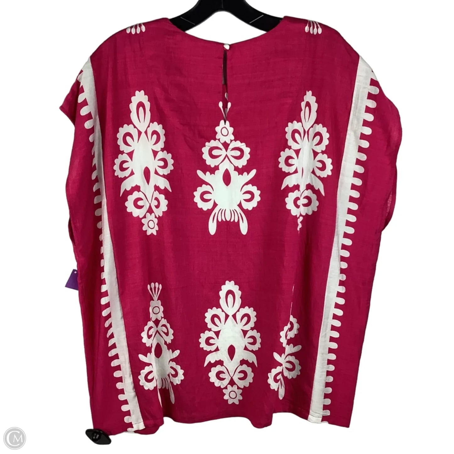 Top Short Sleeve By Umgee In Pink & White, Size: S
