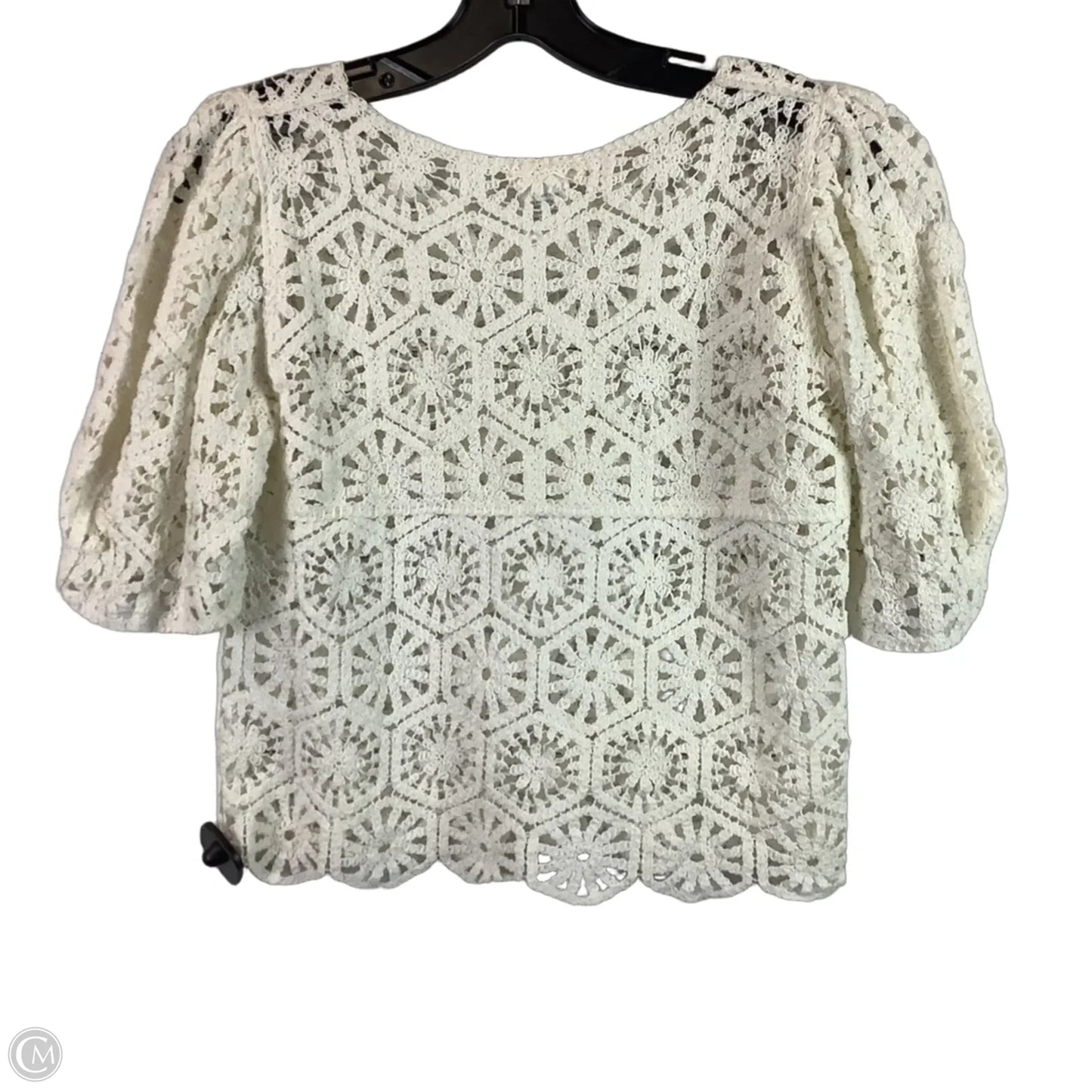 Top Short Sleeve By Main Strip In White, Size: M