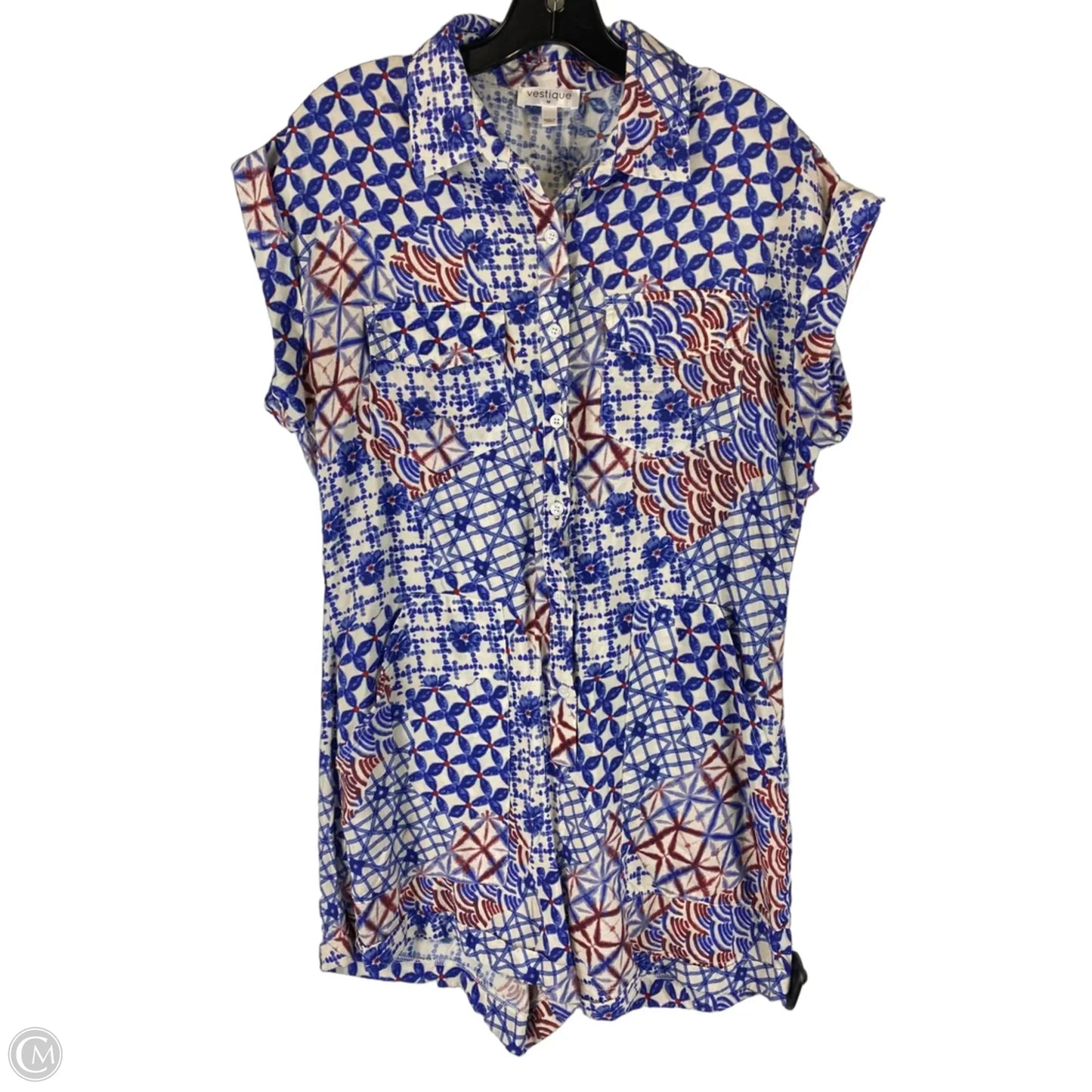 Romper By Vestique In Blue & Red & White, Size: M