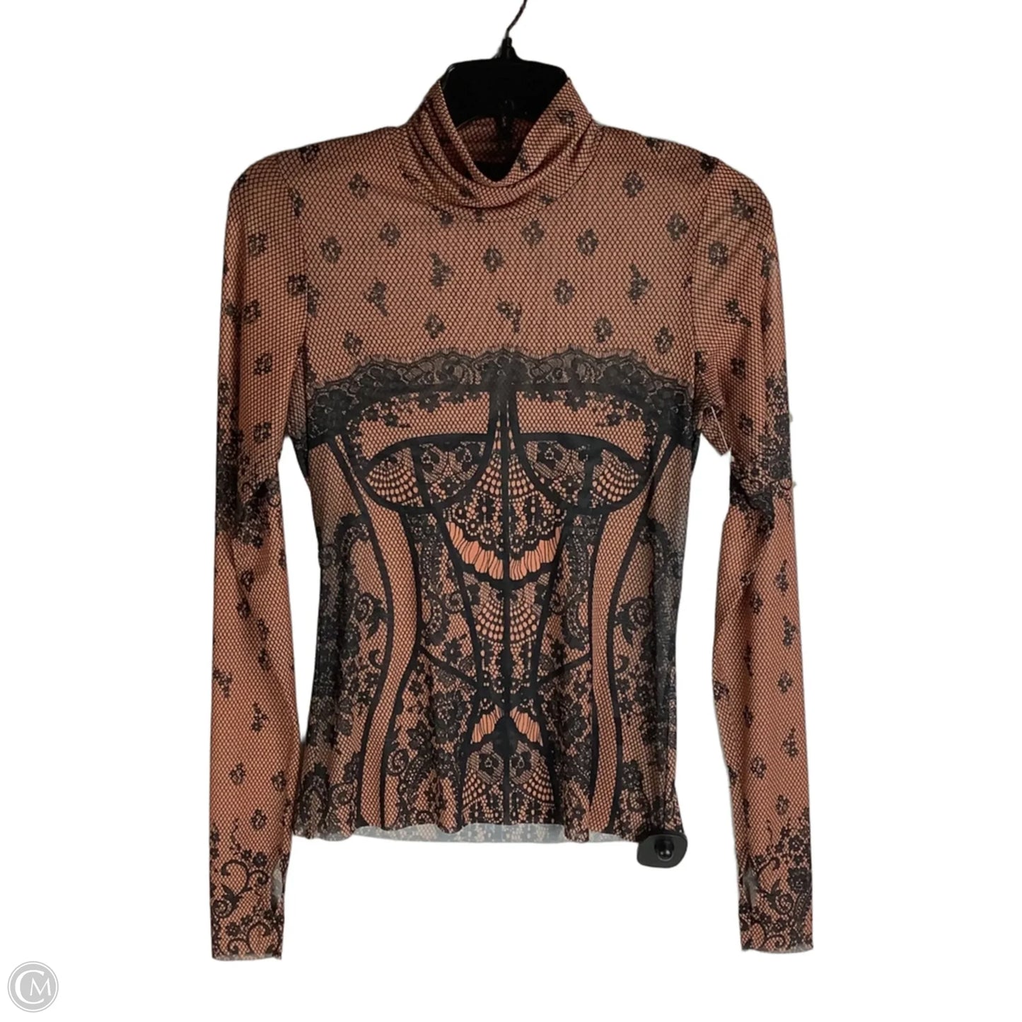 Top Long Sleeve By Afrm In Black & Brown, Size: M