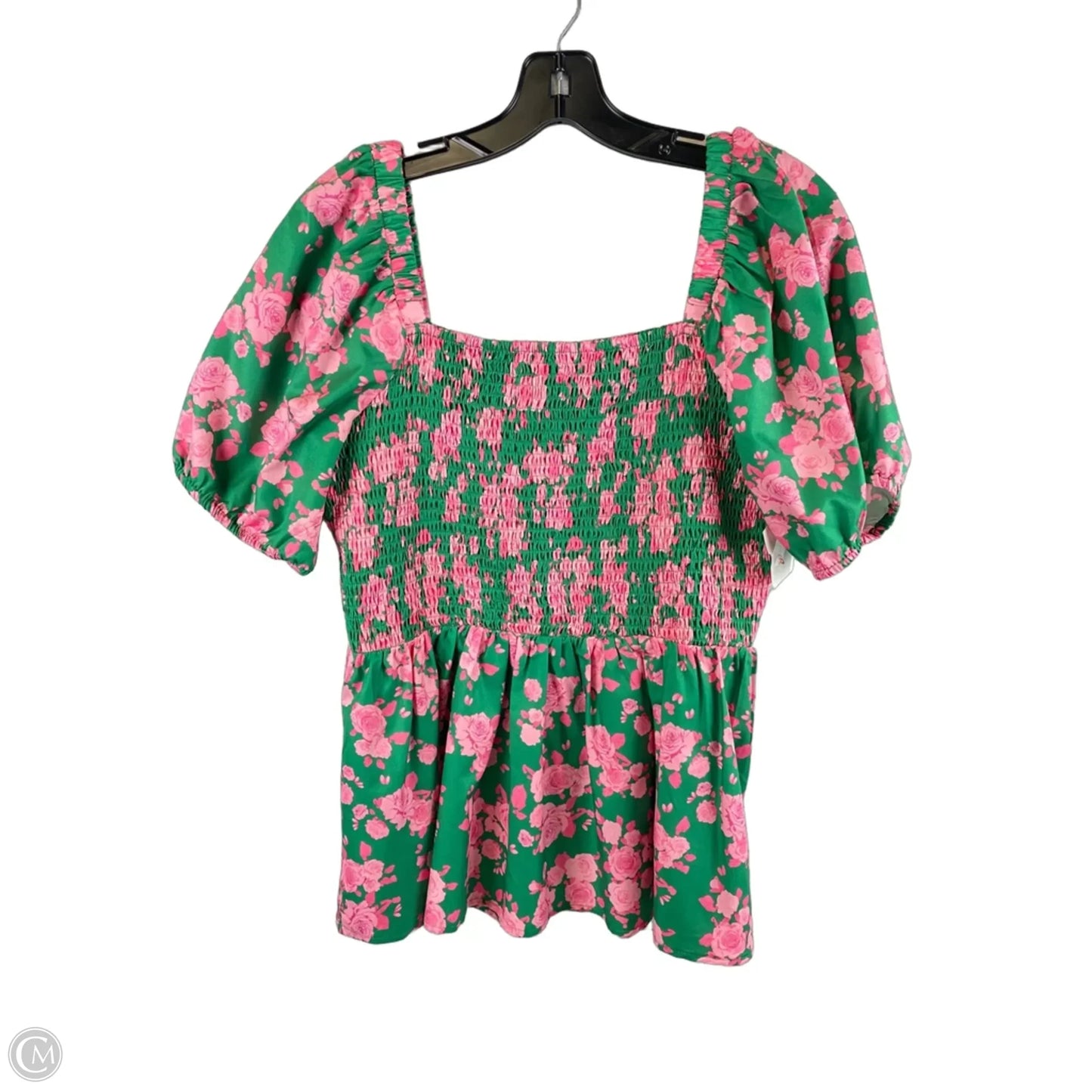 Top Short Sleeve By Cmc In Green & Pink, Size: M