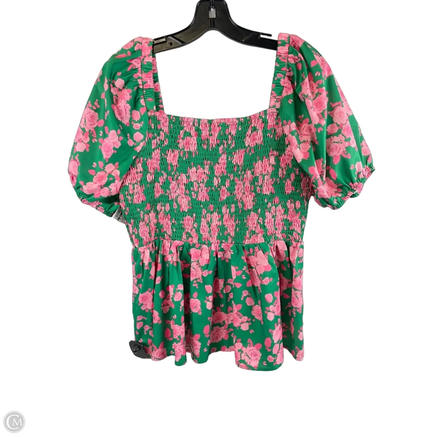 Top Short Sleeve By Cmc In Green & Pink, Size: M