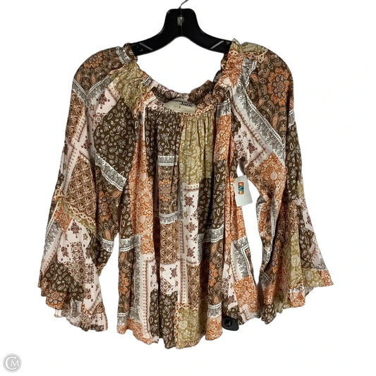 Top Long Sleeve By Savanna Jane In Brown, Size: S