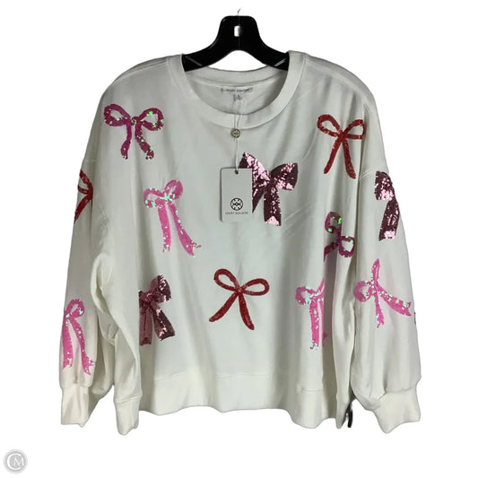 Top Long Sleeve By Mary Square In Pink & White, Size: L