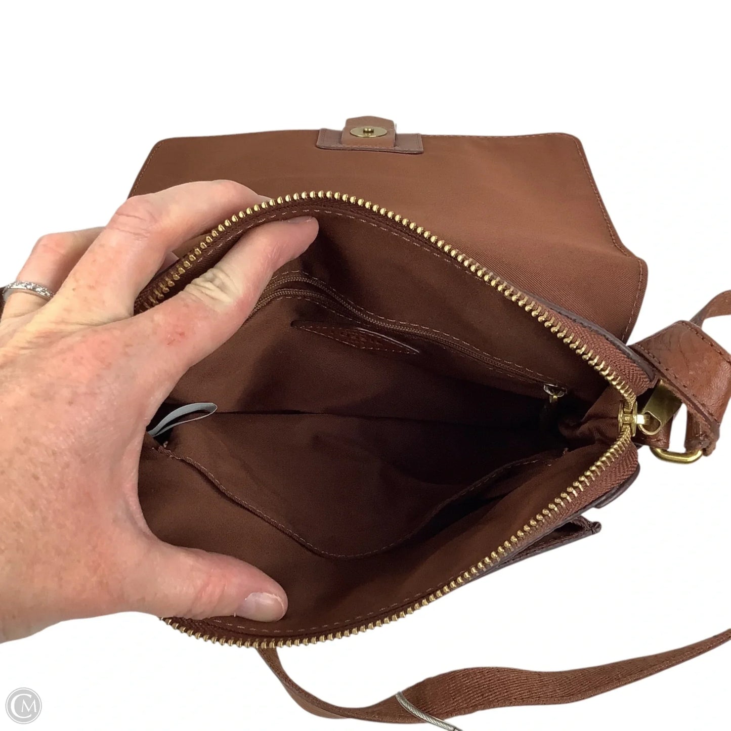Crossbody Leather By Fossil, Size: Medium