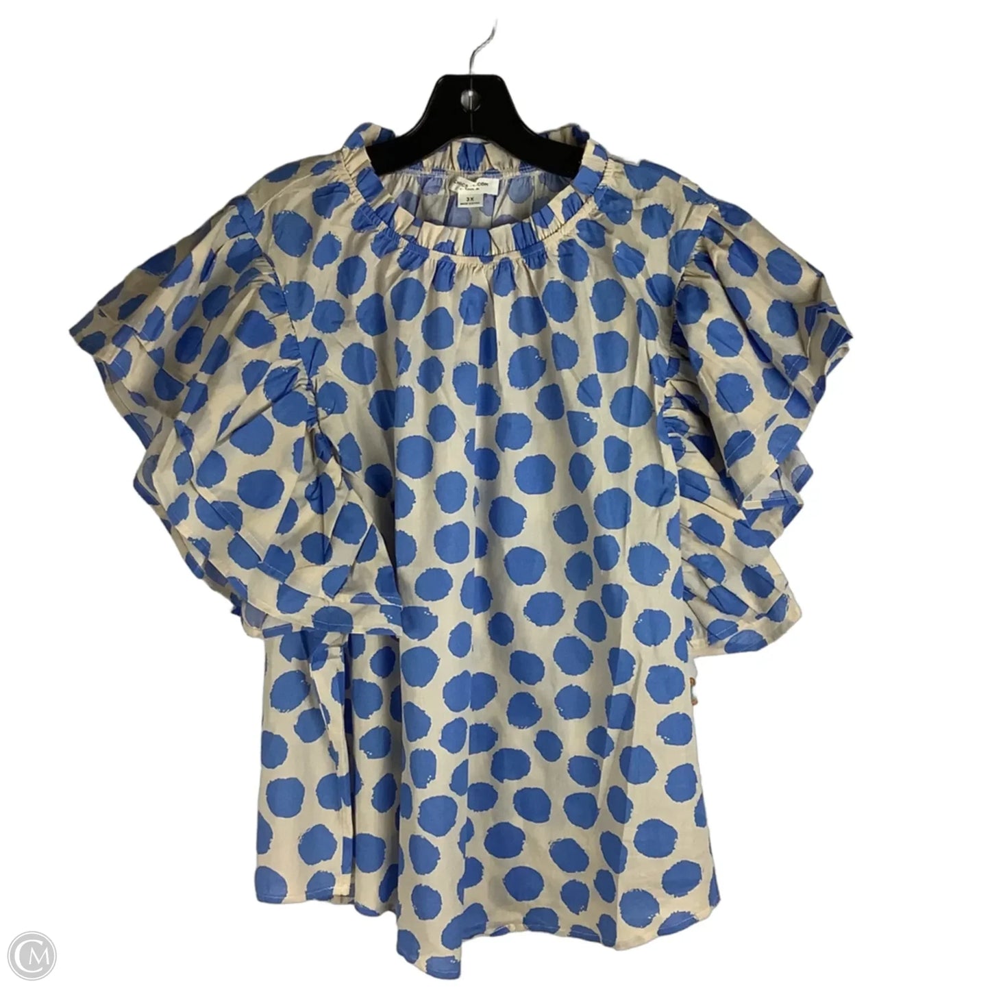 Top Short Sleeve By Chicsoul In Polkadot Pattern, Size: 3x