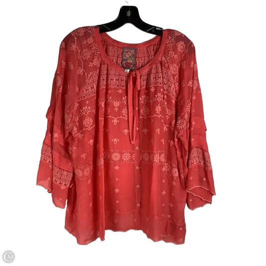 Top Long Sleeve By Johnny Was In Pink, Size: Xl