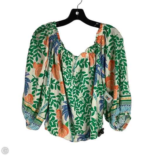 Top Long Sleeve By C And C In Tropical Print, Size: L