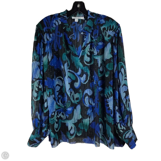Top Long Sleeve By Chicos In Black & Blue, Size: 1x